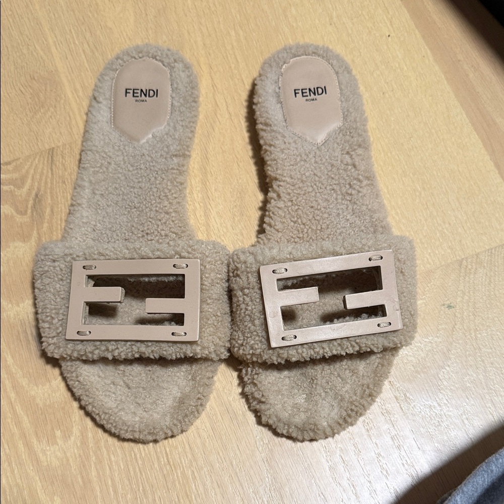 Fendi fuzzy Sherpa sandals